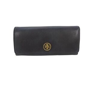 Tory‎ Burch Robinson Black Saffiano Leather Continental Wallet Snap Closure